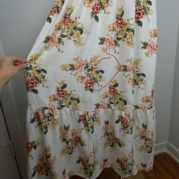 Aura Cream Floral Midi Dress Puff Sleeve Cottage Romantic Milkmaid Regency Sz S - Picture 7 of 10